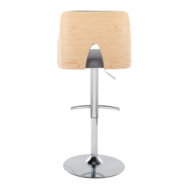 Stella - Contemporary Adjustable Barstool Stool With Swivel & Rounded T Footrest (Set of 2)