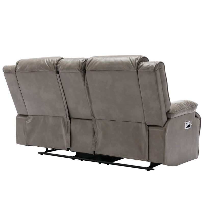 2 Seater Home Theater Recliner Manual Recliner Chair With A Led Light Strip Two Cup Holders And A Storage Box For Living Room