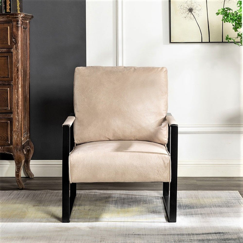 Classic Mid Century Modern Accent Chair With Durable Square Metal Frame, Armchair