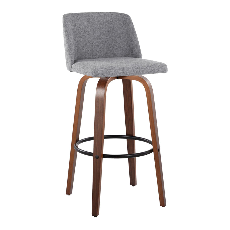 Toriano - Mid Century Modern Fixed Height Barstool Swivel And Round Footrest (Set of 2)