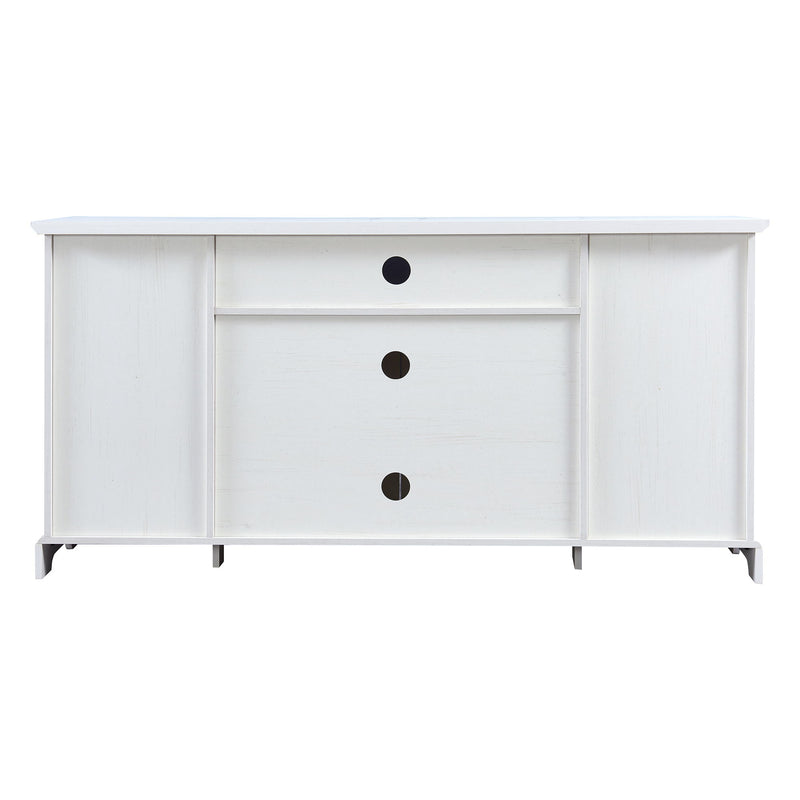 TV Stand For TV Up To 65In With 2 Tempered Glass Doors Adjustable Panels Open Style Cabinet, Sideboard For Living Room