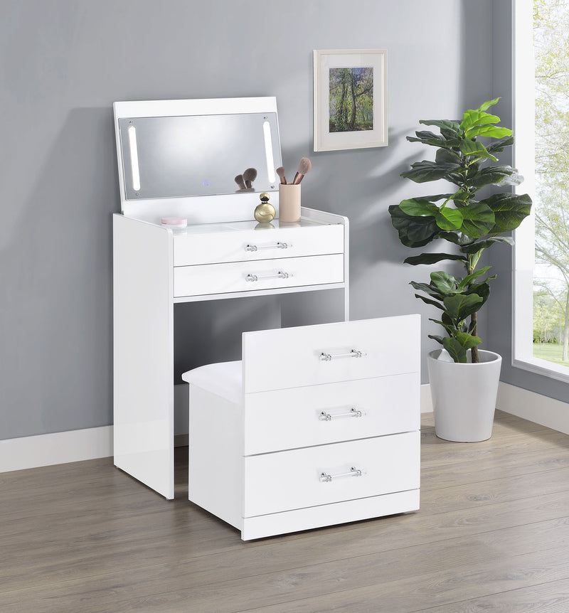 Danbury - 3-Drawer Makeup Vanity & Stool Set