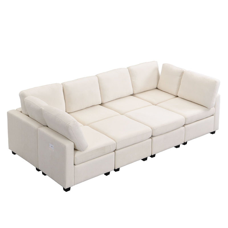 Sectional Sofa Couch Sofa Bed U-Shaped Sofa With Two Movable Ottoman And Three USB Ports For Living Room