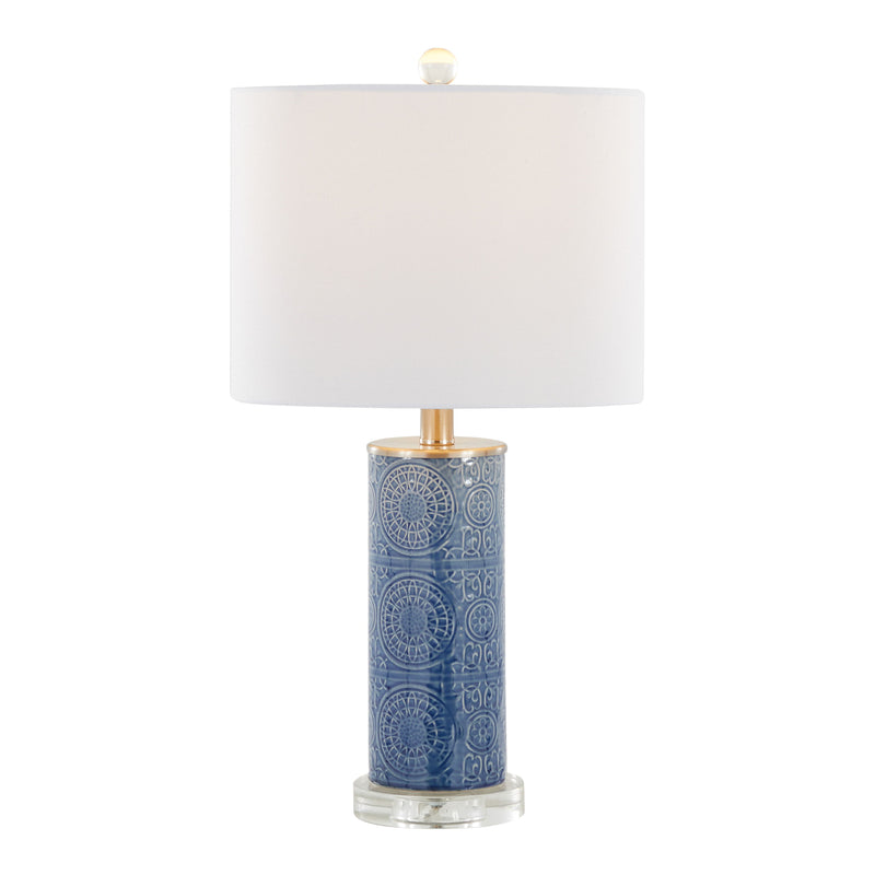 Spyro - Contemporary Table Lamp - Bijou Blue / White / Clear Crystal / Nickel