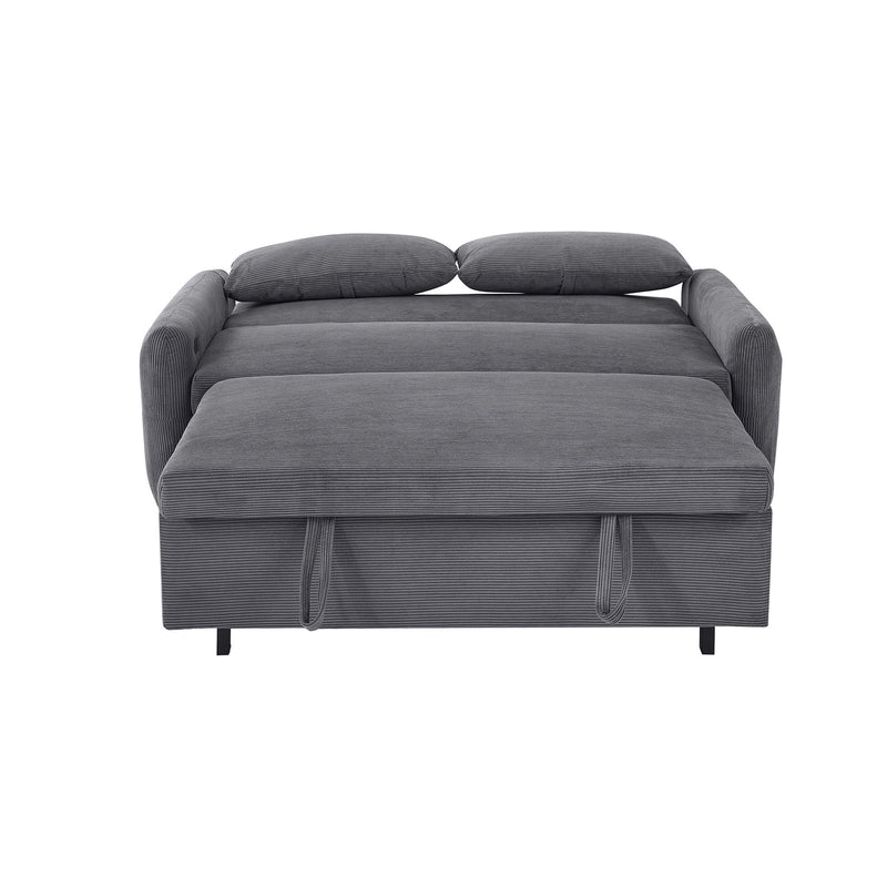 Pull-Out Sofa Bed Convertible Couch 2 Seat Loveseat Sofa Modern Sleeper Sofa With Two Throw Pillows And USB Ports For Living Room