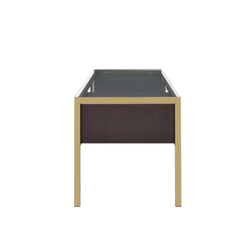 Yumia - Desk - Gold & Clear Glass