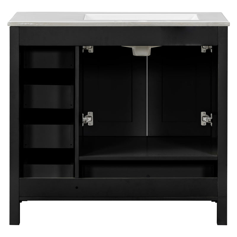 Bathroom Vanity With Ceramic Sink Combo, Abundant Storage Cabinet -2 Soft-Close Doors And 5 Drawers