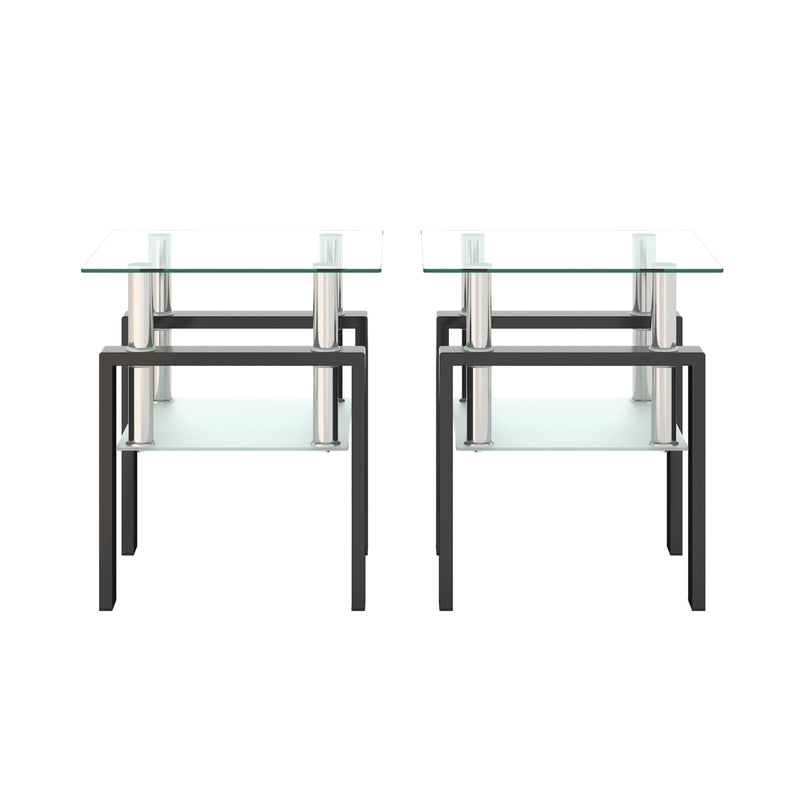 Modern Tempered Glass Tea Table, End Square Table For Living Room