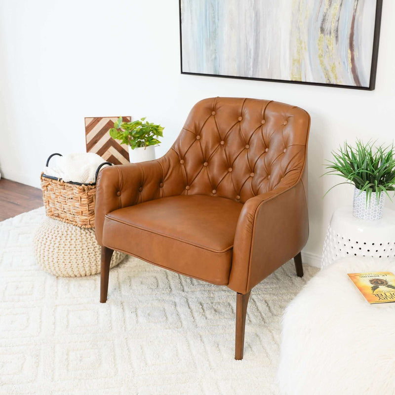 Joshua - Tufted Lounge Chair - Natural / Tan