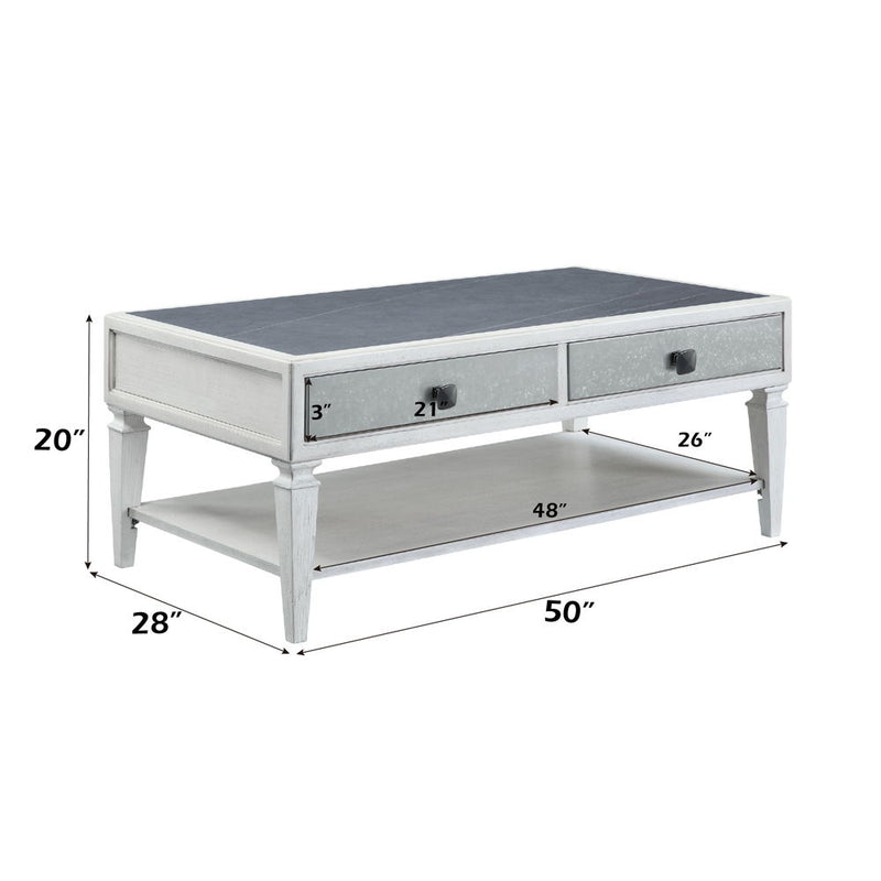 Katia - Coffee Table - Rustic Gray & Weathered White Finish