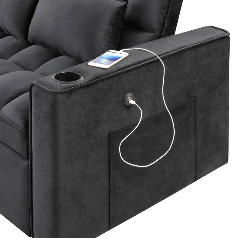 Multi Functional Sofa Bed With Cup Holder And USB Port For Living Room Or Apartments