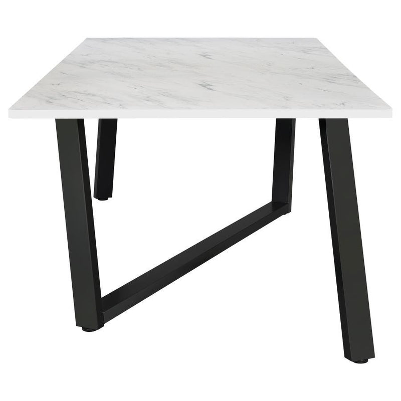 Mayer - Rectangular Faux Marble Dining Table - White - Atlantic Fine Furniture Inc