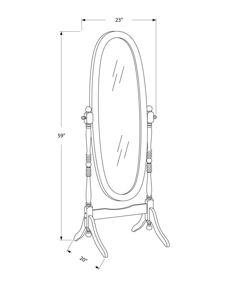 Standing Floor Mirror Full Length Oval Dressing For Bedroom - White