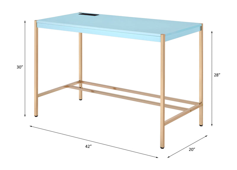 Midriaks - Writing Desk With USB - Gold / Light Blue