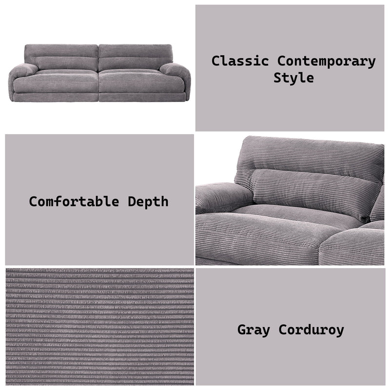 Cadenza - Corduroy Loveseat - Gray