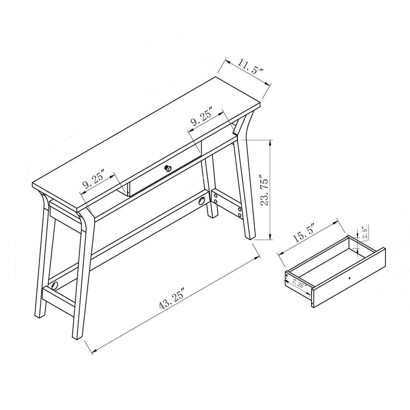 Console Table With One Drawer And Two Open Shelves - Gray