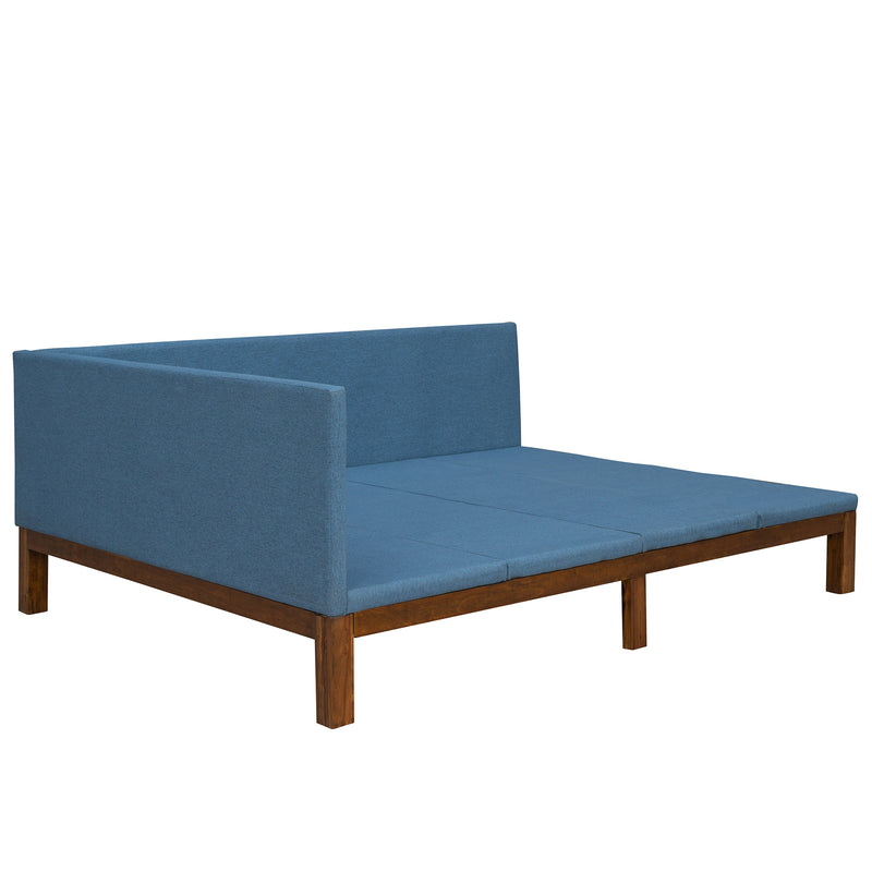 Upholstered Daybed/Sofa Bed Frame Full Size Linen-Blue