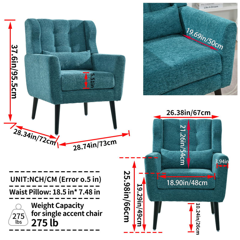 Modern Accent Chair Upholstered Foam Filled Living Room Chairs Comfy Reading Chair Mid-Century Modern Chair With Chenille Fabric Lounge Arm Chairs Armchair For Living Room Bedroom