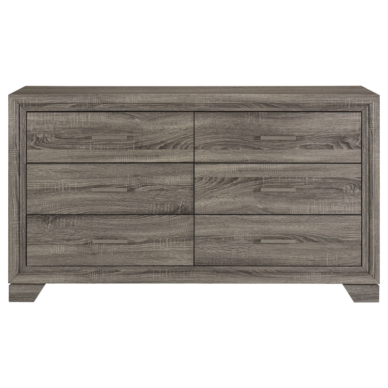 Wright - 6-Drawer Dresser Cabinet - Brown Oak