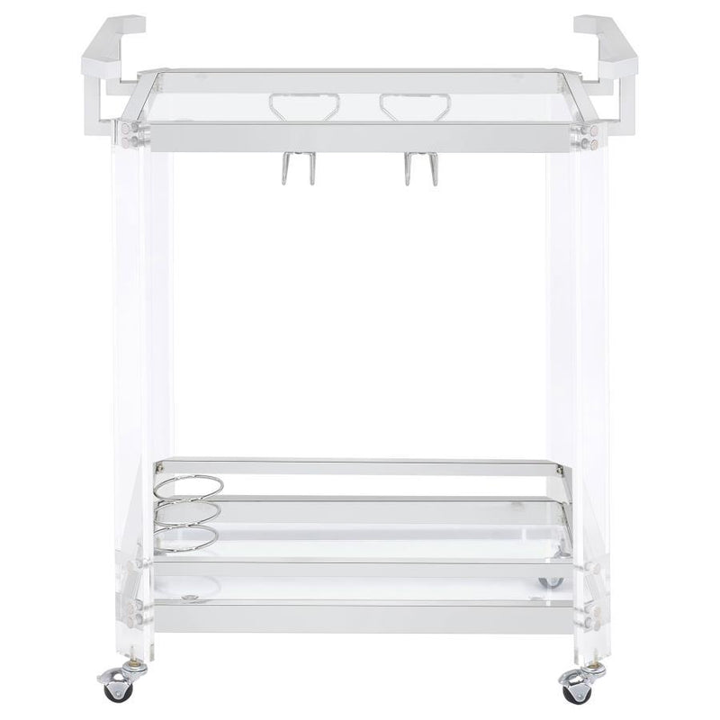 Jefferson - 2-Tier Glass Shelf Acrylic Bar Cart - Chrome - Atlantic Fine Furniture Inc