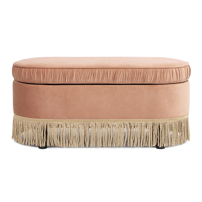 Serena - Oval Storage Bench Ottoman - Peach Orange