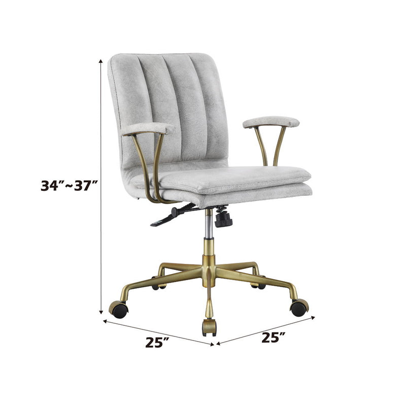 Damir - Office Chair - Vintage White Top Grain Leather & Chrome