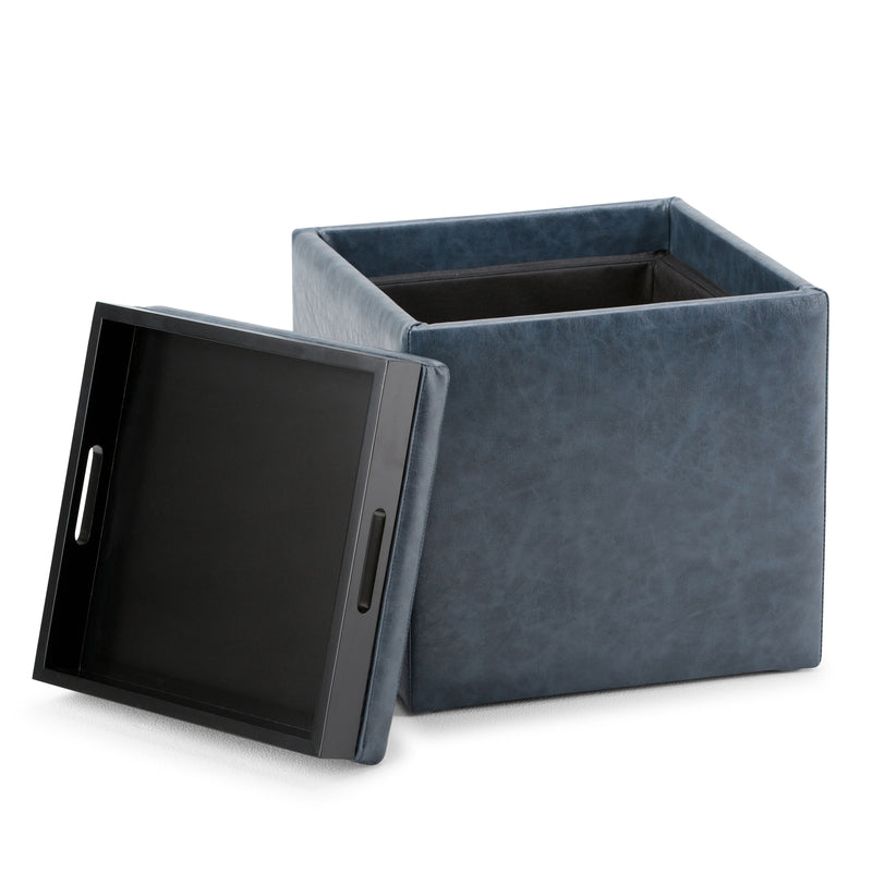 Rockwood - Upholstered Cube Storage Ottoman With Tray