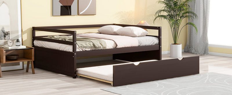 Twin Size Wood Daybed with Twin Size Trundle, Espresso