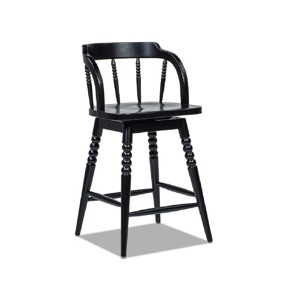 Breda - Turned Bubble Spindle Low Back Counter Stool - Black