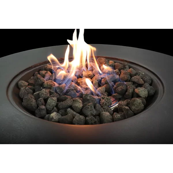 Fibre Reinforced Propane Gas Outdoor Fire Pit Table With Lid - Charcoal