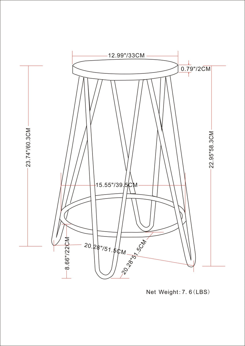 Simeon - Multifunctional Metal Stool With Wood Seat