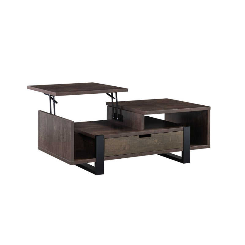 Contemporary Coffee Table With Drawer And Lift Top Table Top - Dark Brown