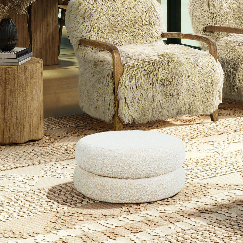 Homary - Floor Cushion Footrest Ottoman - Ivory White