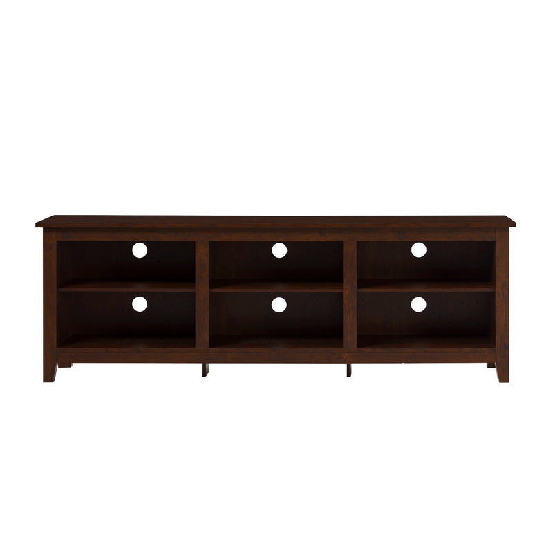 Modern Transitional 3 Shelf Open Storage 70" TV Stand For 80" TVs - Brown