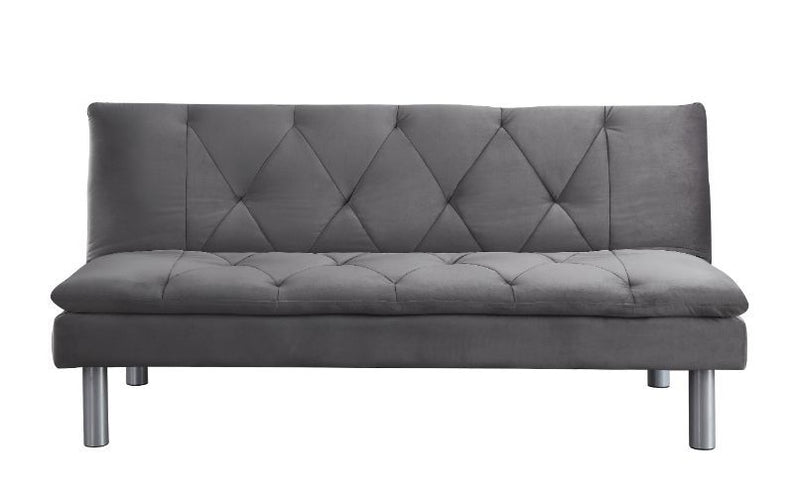 Cilliers - Futon - Gray Velvet & Chrome Finish - Atlantic Fine Furniture Inc