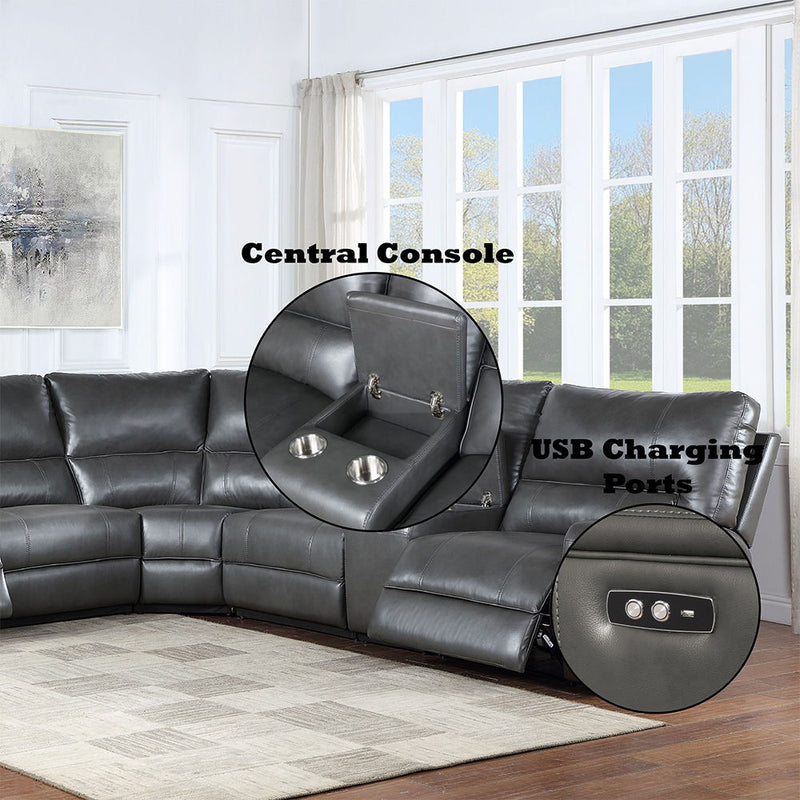 Saul - Power Motion Sectional Sofa - Gray