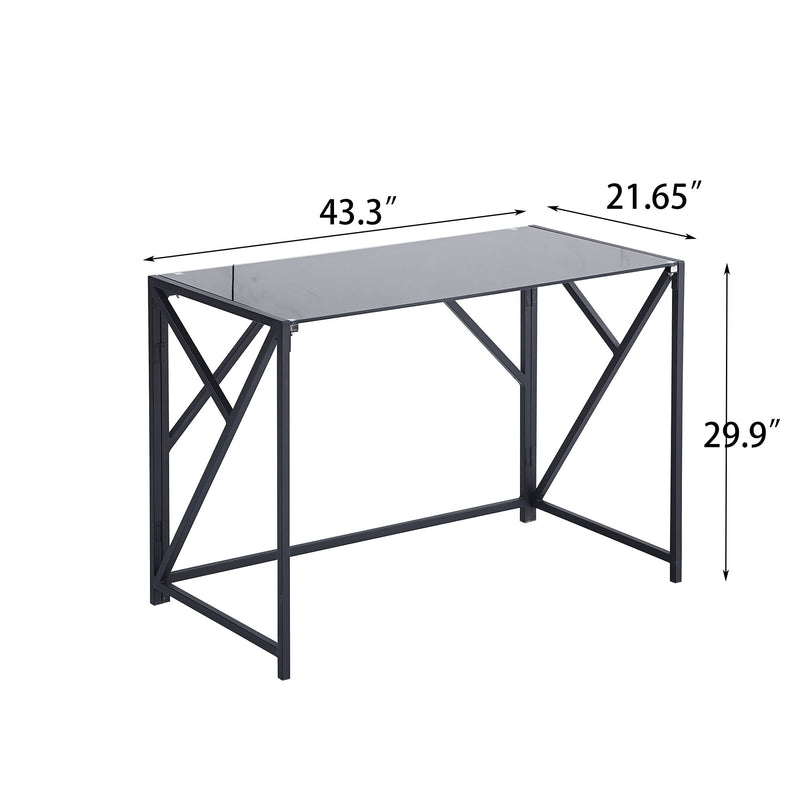 Tempered Clear Glass Computer Desk, Laptop Desk Transparent Glass Laptop Table, Small Study Desk