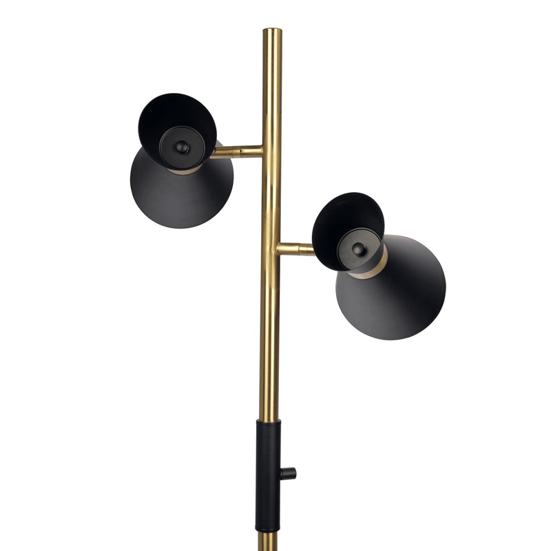 Axis - Floor Lamp With 4 Way Switch Double Spots With Base - Black / Gold