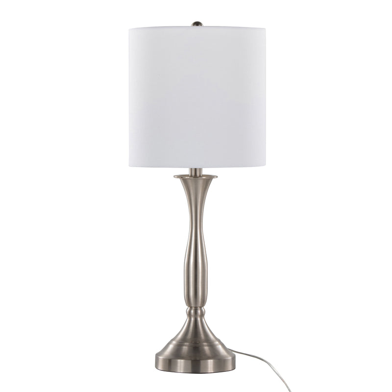 Sawyer - Contemporary Table Lamp (Set of 2) Built In USB Port - Nickel / White