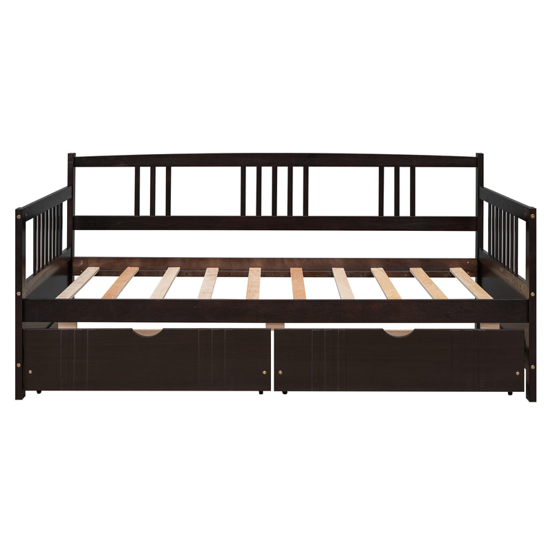 Twin Size Daybed Wood Bed with Two Drawers,Espresso(OLD SKU:LP000057AAP)