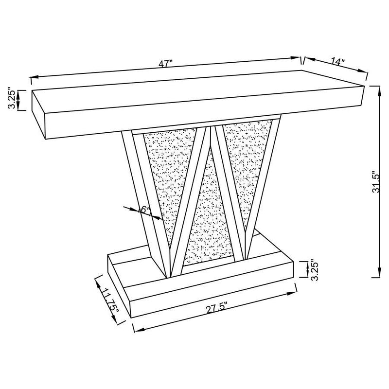 Crocus - Rectangular Mirrored Entryway Console Table - Silver