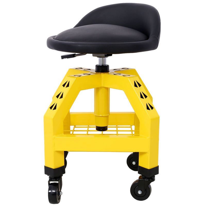 Pneumatic 360 Degree Swivel Stool, Mechanics Rolling Creeper Seat, Heavy Duty Rolling Mechanics Stool, Shop Stool With Casters