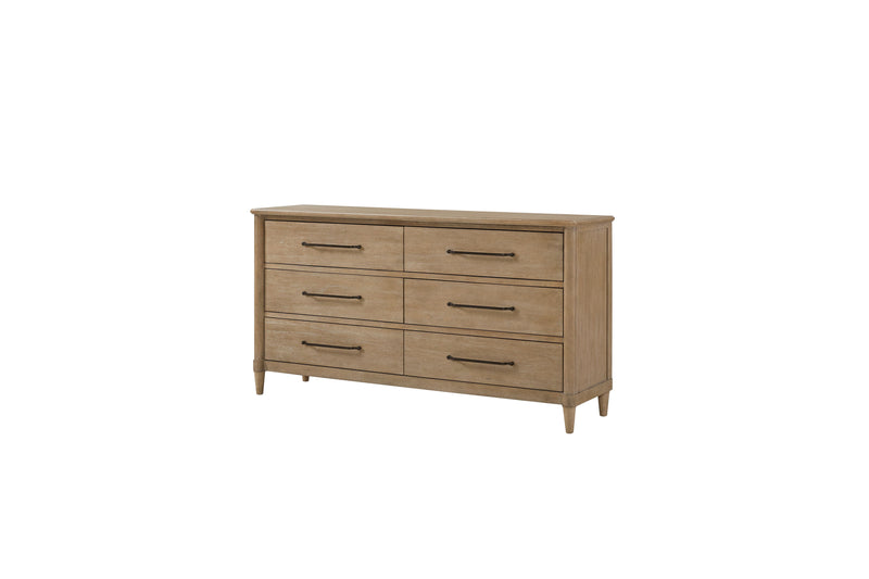 Queen Panel Bedroom Set With 3 Drawer Nightstand, Casual Dresser, Cane Mirror, 3 Drawer Cane Front Chest And Bench - Sand