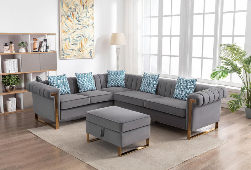 Maddie - Velvet Sectional Sofa