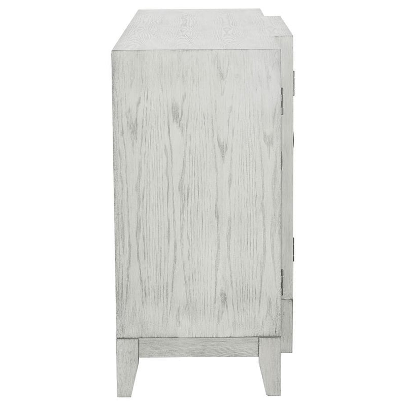 Mckellen - 4 Door Wood Trellis Accent Cabinet - Distressed White