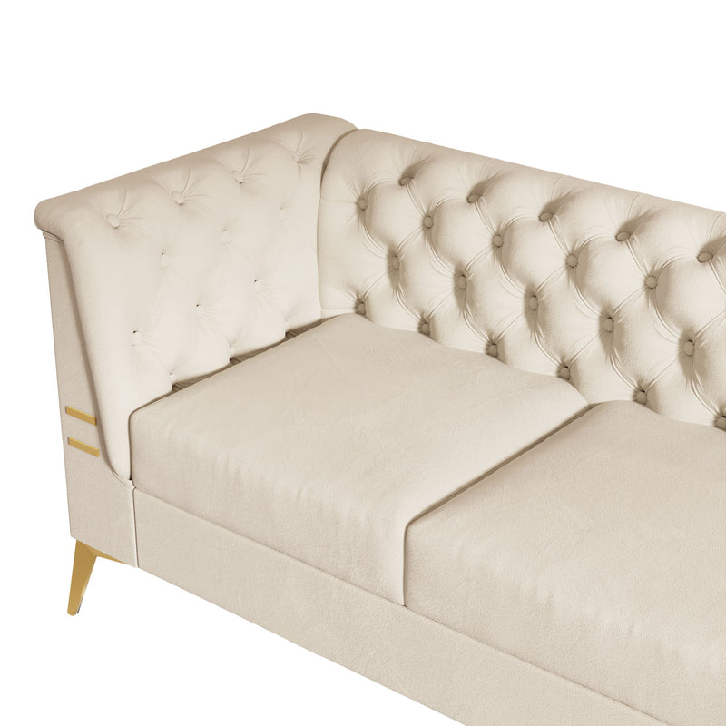 Luxurious Velvet Sofa With Gold Legs, Modern Chesterfield Design, Tufted Upholstery, 3 Seat Couch For Living Room And Office