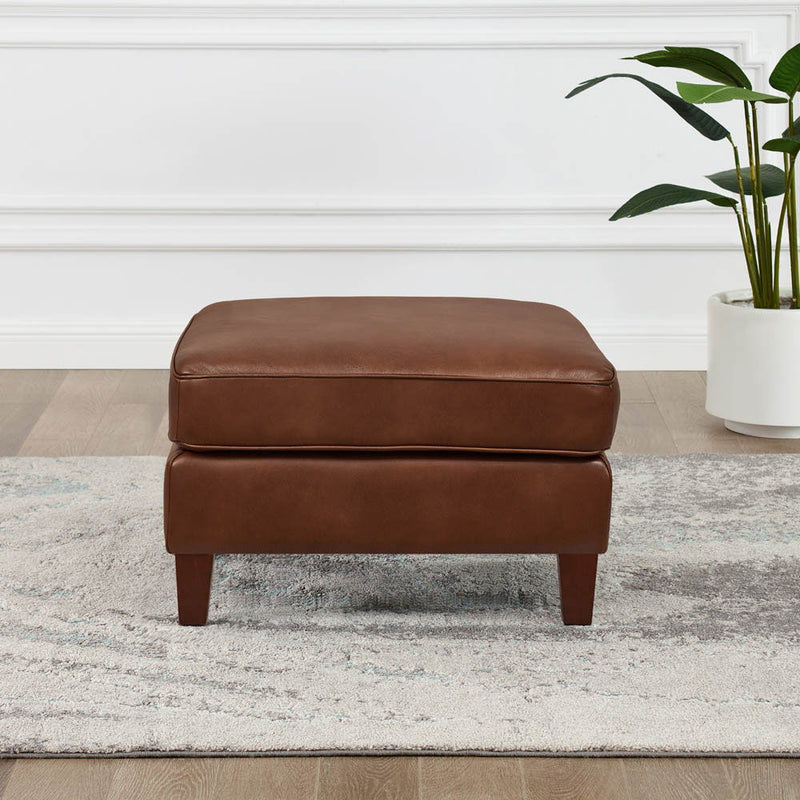 Ashby - Leather Ottoman - Pecan