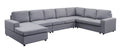 Hayden - Linen 7 Seat Reversible Modular Sectional Sofa Chaise