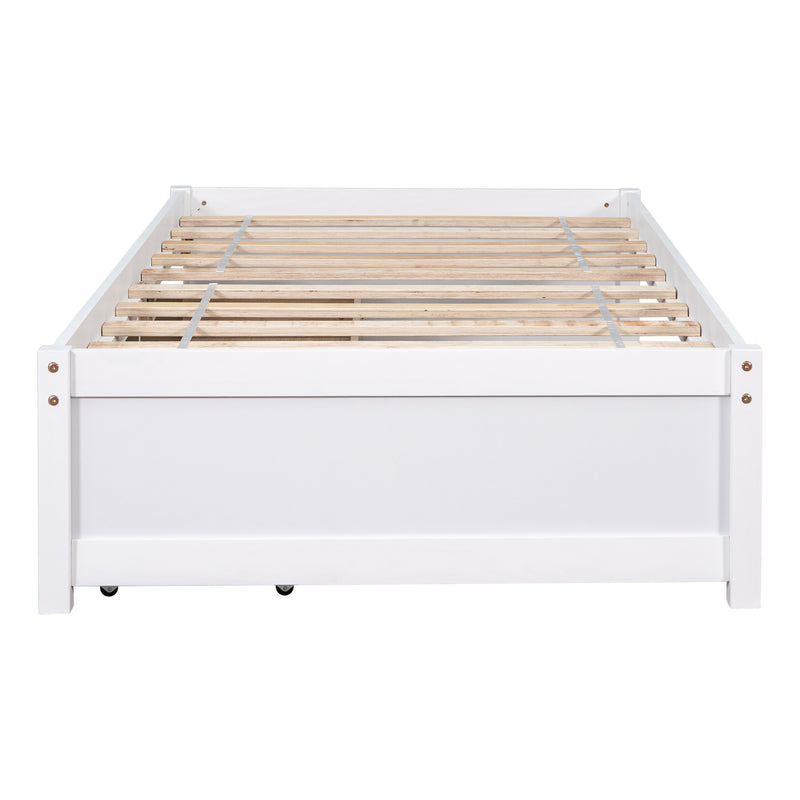 Twin Bed with 2 Drawers, Solid Wood, No Box Spring Needed ,White(New SKU:W504P149042)