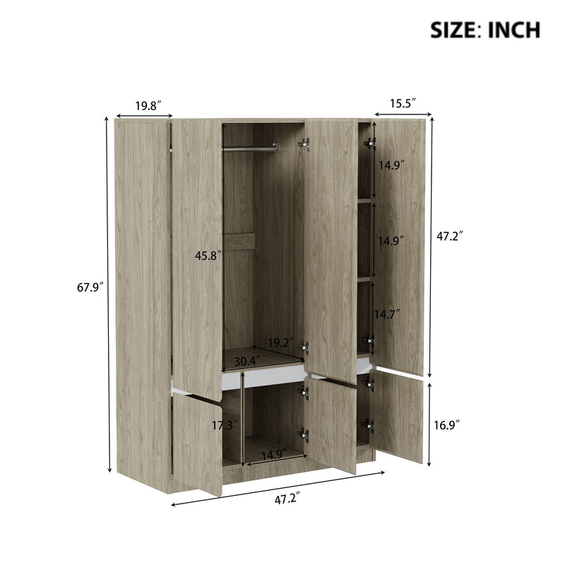 6 Doors Wardrobe Storage For Bedroom